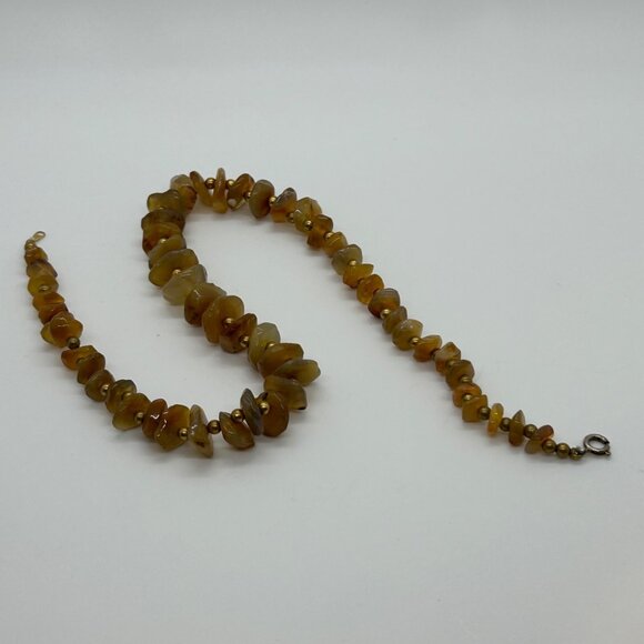 Vintage Amber Nugget Necklace Graduated Butterscotch Honey Chips With Gold-Tone - Picture 13 of 16